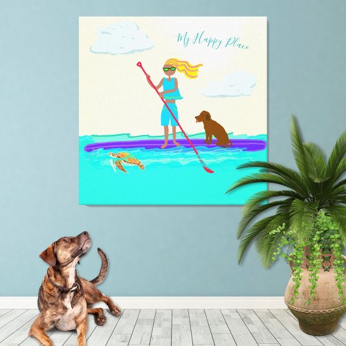 Paddleboarding SUP Happy Place Wall Canvas