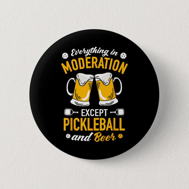 Paddlell Tennis - Dminton Beer Mug Picklell And Be Button (Front)