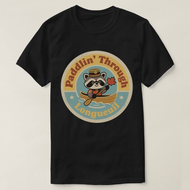 Paddlin’ Through Longueuil with a Friendly Raccoon T-Shirt (Design Front)