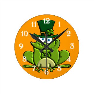 Paddy O'Frog Round Clock