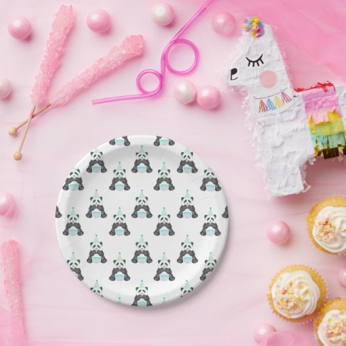 Paddy Party Panda With Cake Pattern Paper Plates