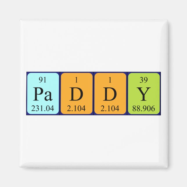 Paddy periodic table name magnet (Front)