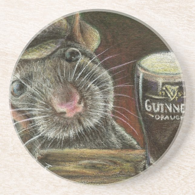 Paddy the rat sandstone coaster (Front)