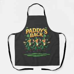 Paddy&#39;s Back Funny Trump St Patrick Day Leopard  Apron