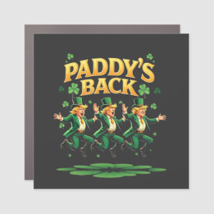 Paddy's Back Funny Trump St Patrick Day Leopard  Car Magnet