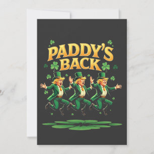 Paddy's Back Funny Trump St Patrick Day Leopard  Invitation