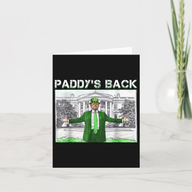 Paddy's Back St Patricks Day Funny Trump Leprechau Card (Front)