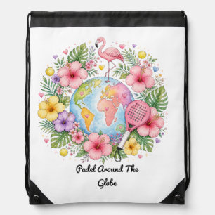 Padel Around The Globe Tropical Flamingo Drawstrin Drawstring Bag
