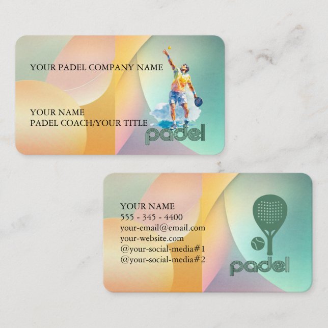 Padel Business Card - Vibrant Padel Style 2 (Front/Back)