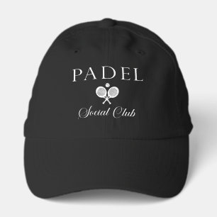 PADEL CAP – SOCIAL CLUB EMBLEM - WHITE on BLACK