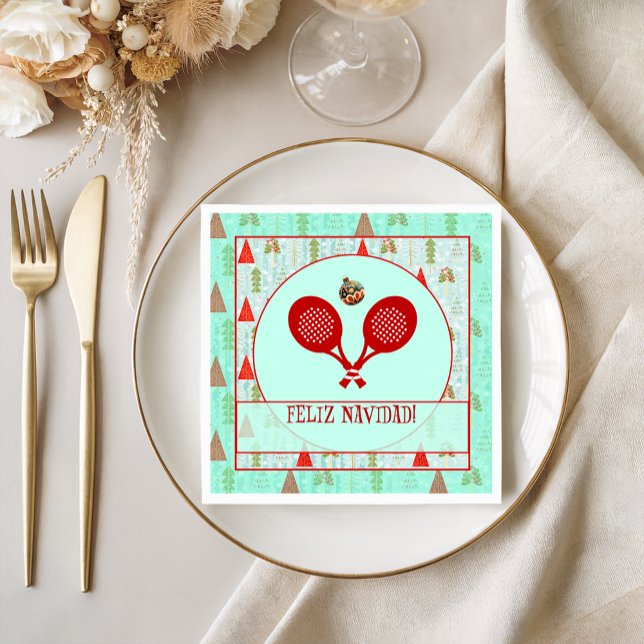 Padel Cocktail Napkin – A Padel Retro Christmas (Bright, Unique & Charming Padel-inspired party collections to enhance your Christmas celebrations!)