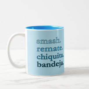Padel Coffee Mug-Personalize Word Vibes Sky Blue Two-Tone Coffee Mug