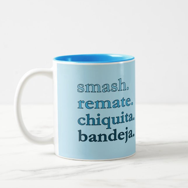 Padel Coffee Mug-Personalize Word Vibes Sky Blue Two-Tone Coffee Mug (Left)