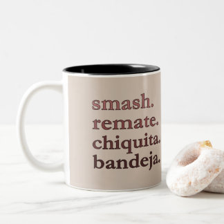 Padel Coffee Mug-Personalize Word Vibes Taupe Two-Tone Coffee Mug