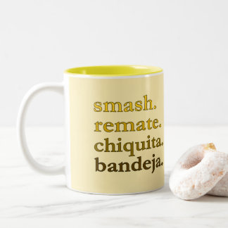 Padel Coffee Mug-Personalize Word Vibes Yellow Two-Tone Coffee Mug