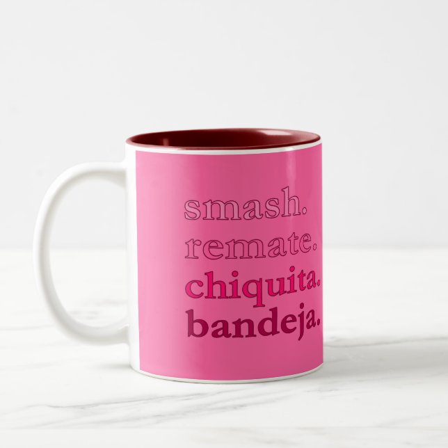 PADEL COFFEE MUG – WORD VIBES – CHERRY PINKS (Left)