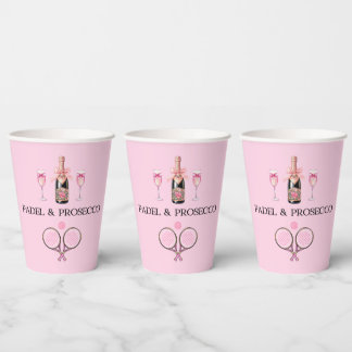 PADEL CUP: PADEL & PROSECCO CLASSIC PINK/BLACK PAPER CUPS