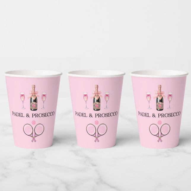 PADEL CUP: PADEL & PROSECCO CLASSIC PINK/BLACK PAPER CUPS (Multi)