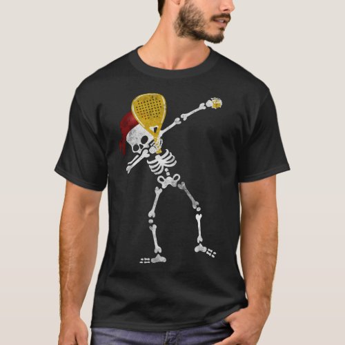 Padel Dabbing Skeleton _ Funny Padel Player T_Shirt