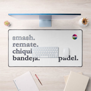 Padel Desk Mat - Word Vibe Black Grey