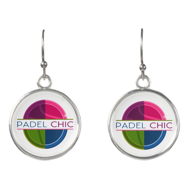 Padel Earrings – Padel Chic Logo Design on White (Front)