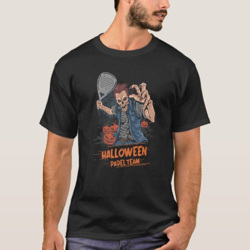 Padel Halloween Zombie Pumpkins And Paddle Tennis  T_Shirt