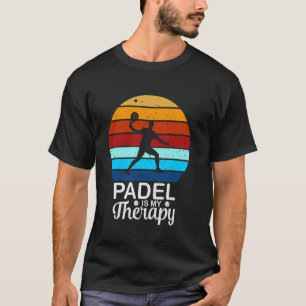 Padel Is My Therapy Retro Sunset Player Silhouette T-Shirt