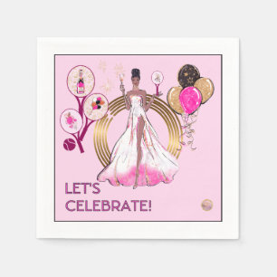 PADEL NAPKIN: CELEBRATION PADEL DIVA - BRIGHT PINK NAPKINS