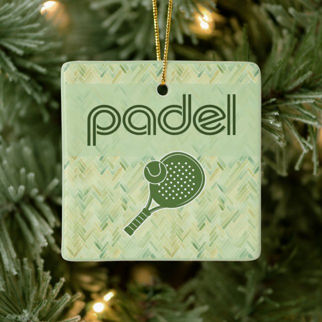 Padel Ornament-Spanish Tile Vibes in Matcha Green Ceramic Ornament (Tree)
