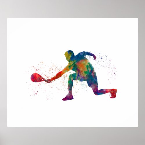 Padel player in watercolor poster