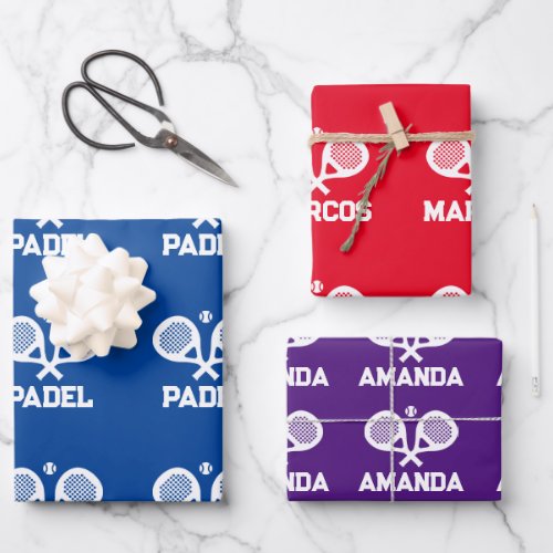 Padel racket Christmas wrapping paper sheets