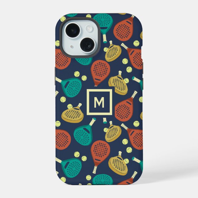 Padel Rackets Pattern with Initial Iphone Case (Back)
