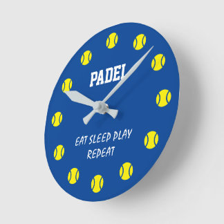 Padel sports wall clock with yellow ball dial