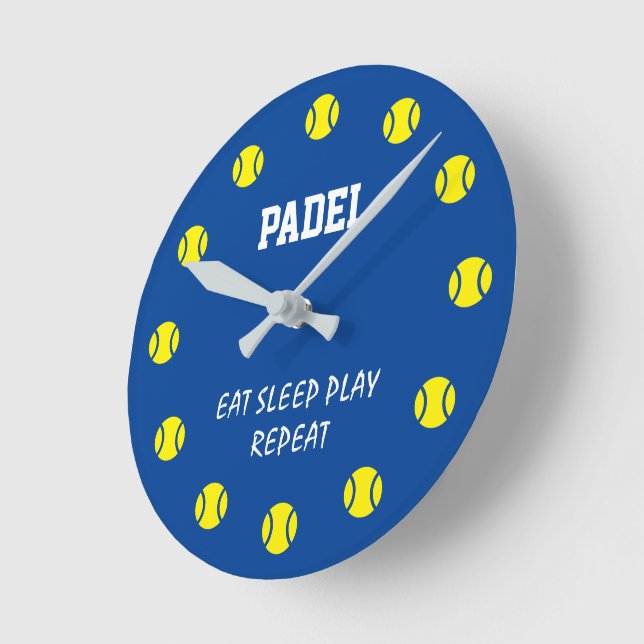 Padel sports wall clock with yellow ball dial (Angle)