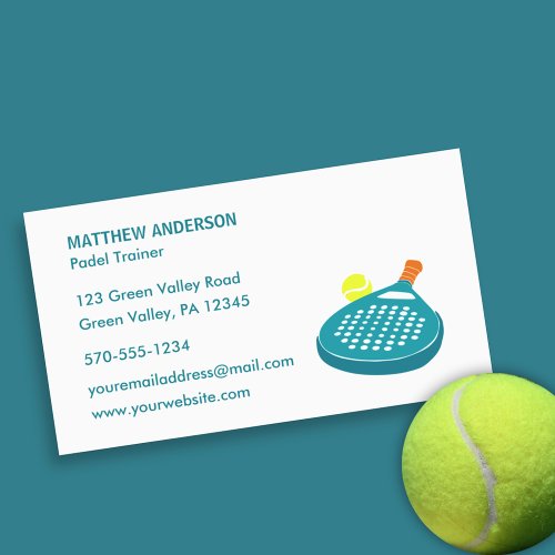 Padel Tennis Instructor Trainer Lessons Business Card