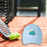 Padel Tennis Racket and Ball Personalized Hat<br><div class="desc">Add a slogan,  your team name or other custom text to this hat featuring my illustration of a padel tennis racket and a ball. The graphic is in bright blue,  orange and yellow with your message in coordinating blue lettering.</div>