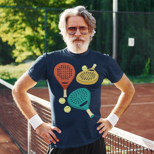 Padel Tennis Rackets and Balls Collage Graphic T_Shirt