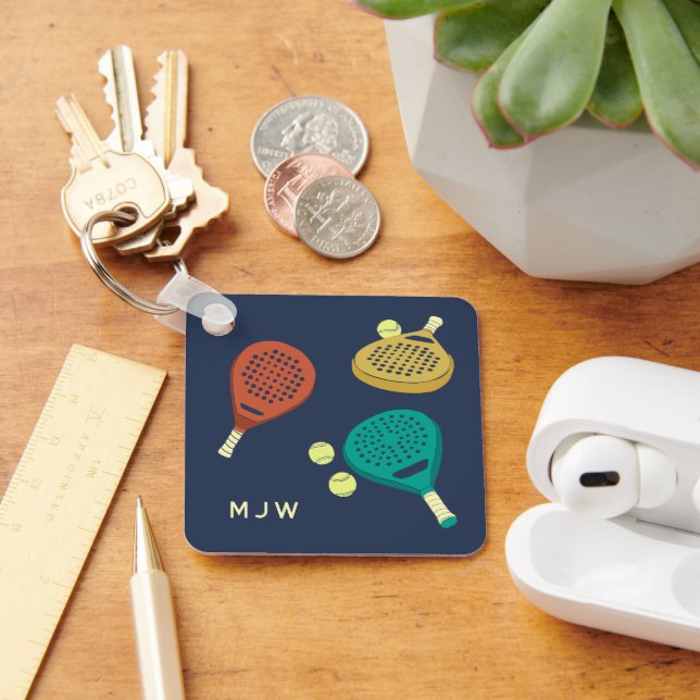 Padel Tennis Rackets and Balls Monogram Keychain (Desk)