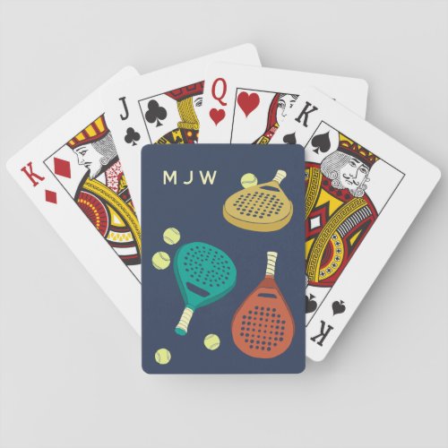 Padel Tennis Rackets and Balls Monogram Playing Cards