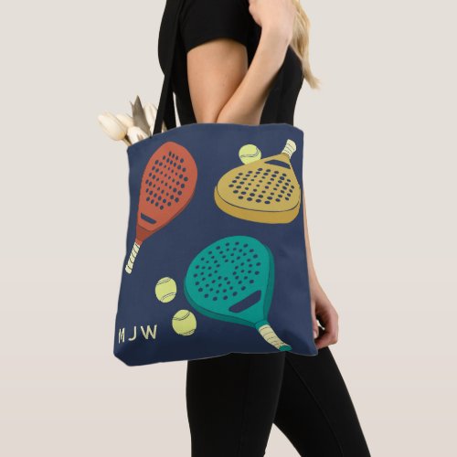 Padel Tennis Rackets and Balls Monogram Tote Bag