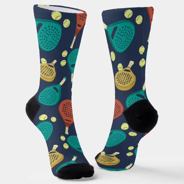 Padel Tennis Rackets and Balls Patterned Socks (Angled)