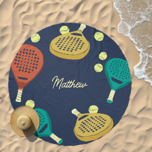 Padel Tennis Rackets and Balls Personalized Beach Towel