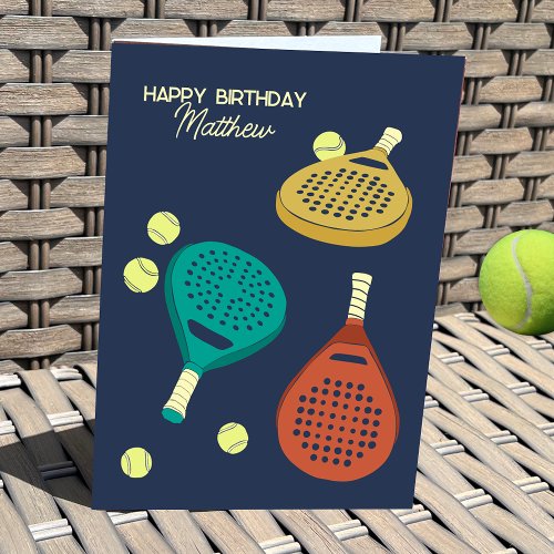 Padel Tennis Rackets and Balls Personalized Card