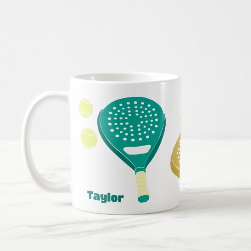 Padel Tennis Rackets and Balls Personalized Coffee Mug