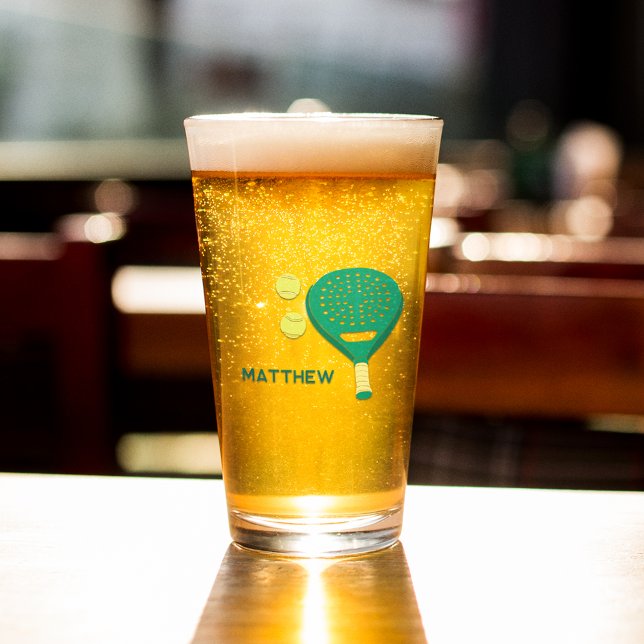 Padel Tennis Rackets and Balls Personalized Glass (Creator Uploaded)