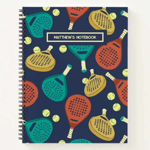 Padel Tennis Rackets and Balls Personalized Notebook