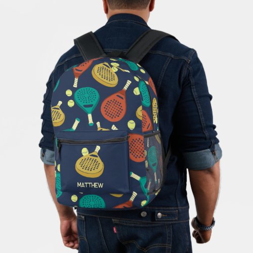 Padel Tennis Rackets Balls Personalized Printed Backpack