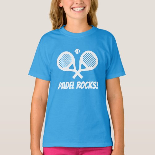 Padel Tennis Rocks blue girls t shirt for player