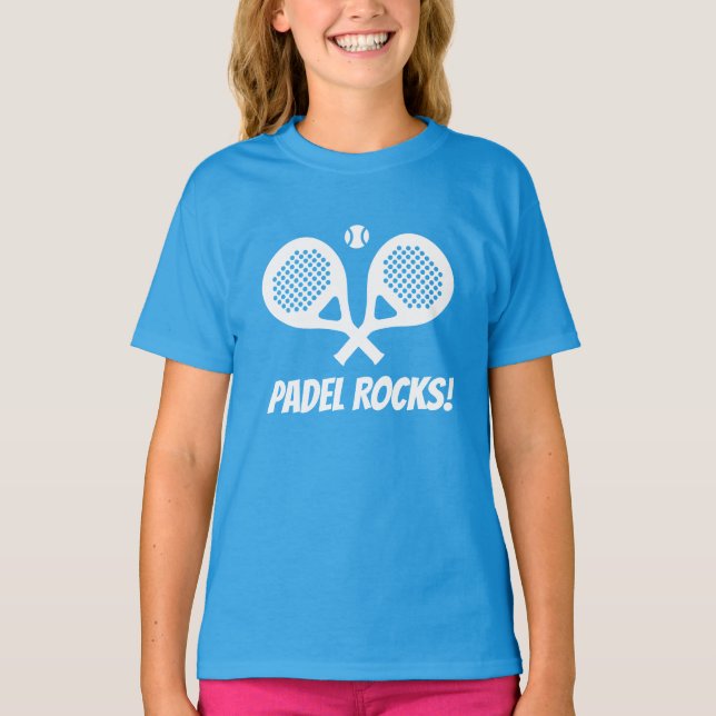 Padel Tennis Rocks blue girl's t shirt for player (Front)