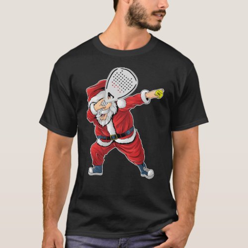 Padel Tennis Santa Claus Dabbing Padel Christmas T_Shirt